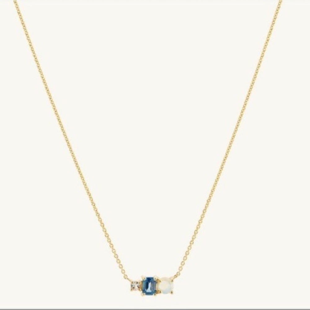 Mejuri Gold Necklace with Blue and White Stones